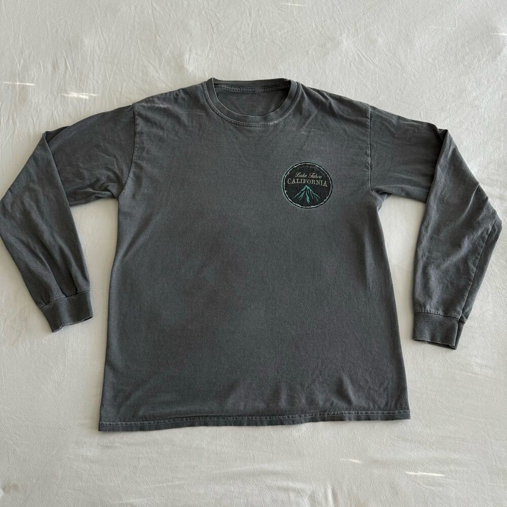 Lake Tahoe Womens Gray Mountain Longsleeve Shirt Made in USA Nature Size Medium